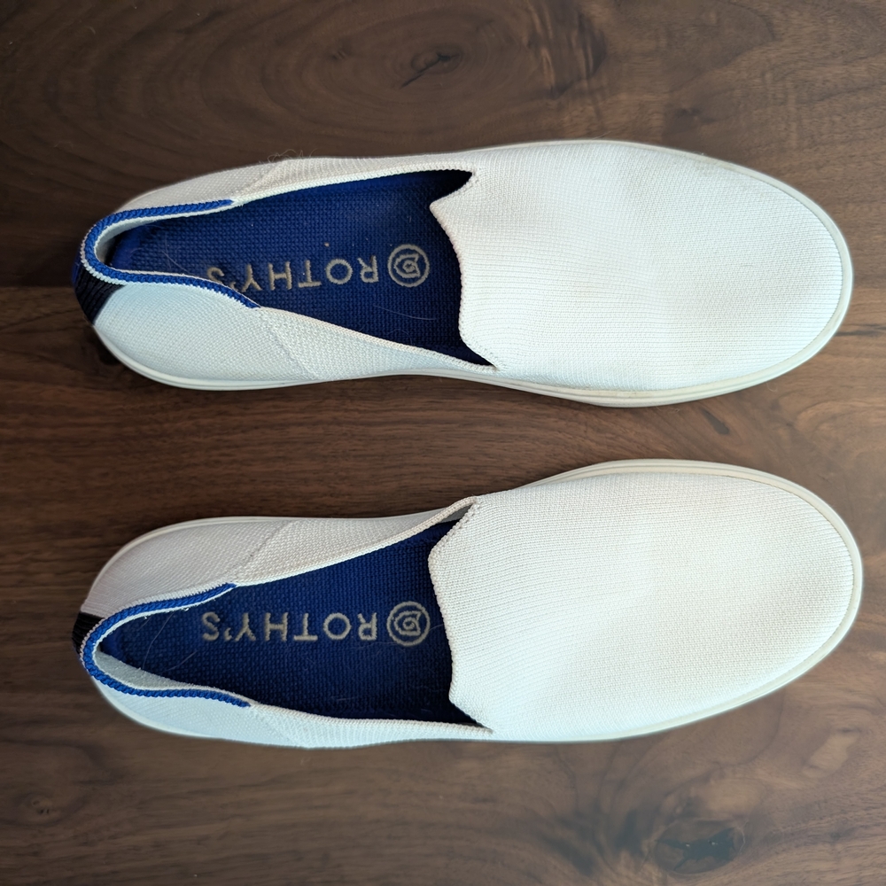 Rothy's Women's Cream and Blue Slip-On Loafers - Picture 1 of 4